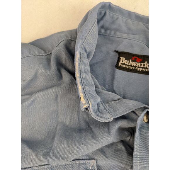 Mens Bulwark FR Fire Resistant Button Up Long Sleeve Shirt Size XXL 2XL Blue - Picture 11 of 12